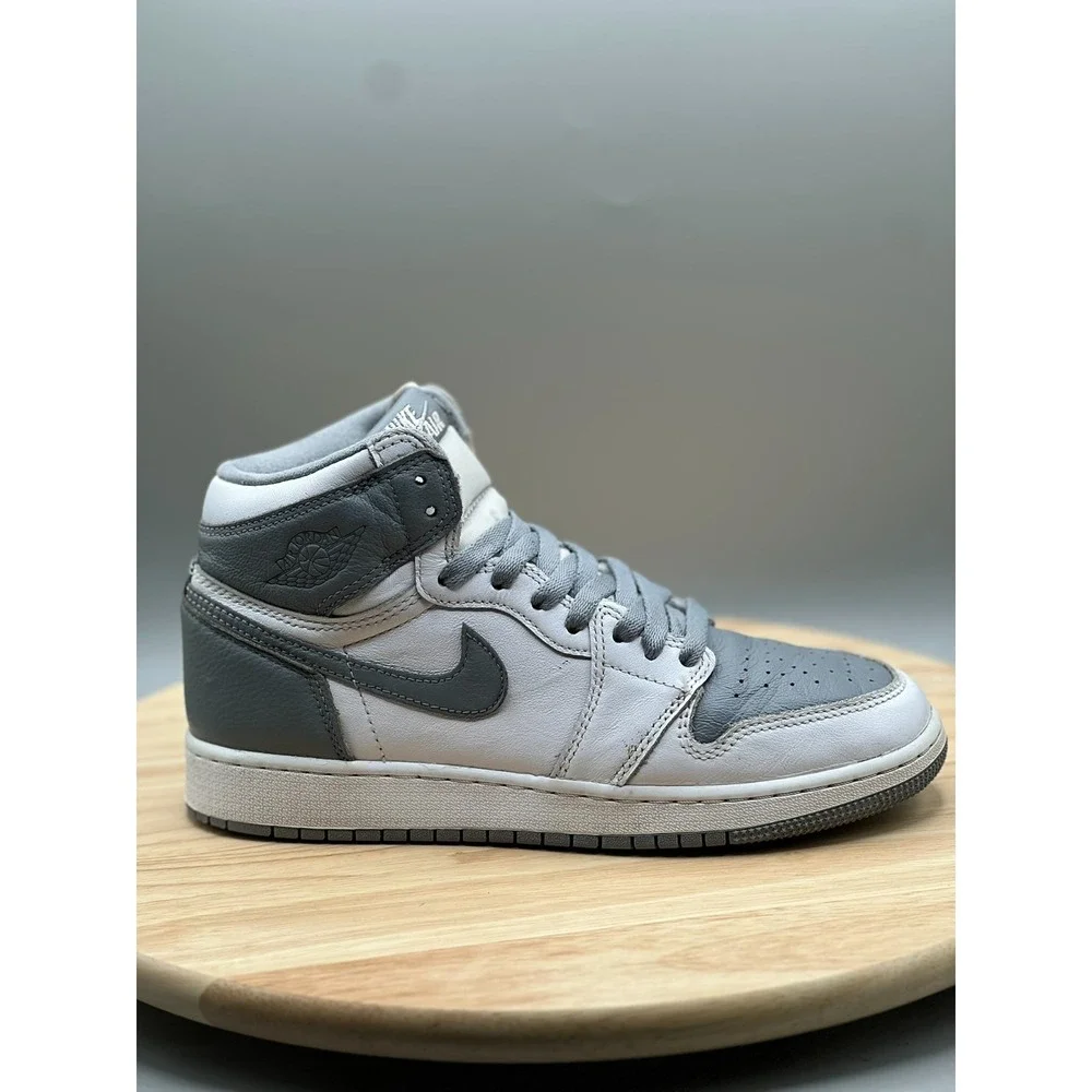 Nike 575441-037 Air Jordan 1 Retro High OG Stealth GS‎ 6Y Shoes White Grey READ